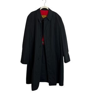 Vintage Gleneagles Mens Trench Coat 40 Black Aquaron Raincoat Classic
